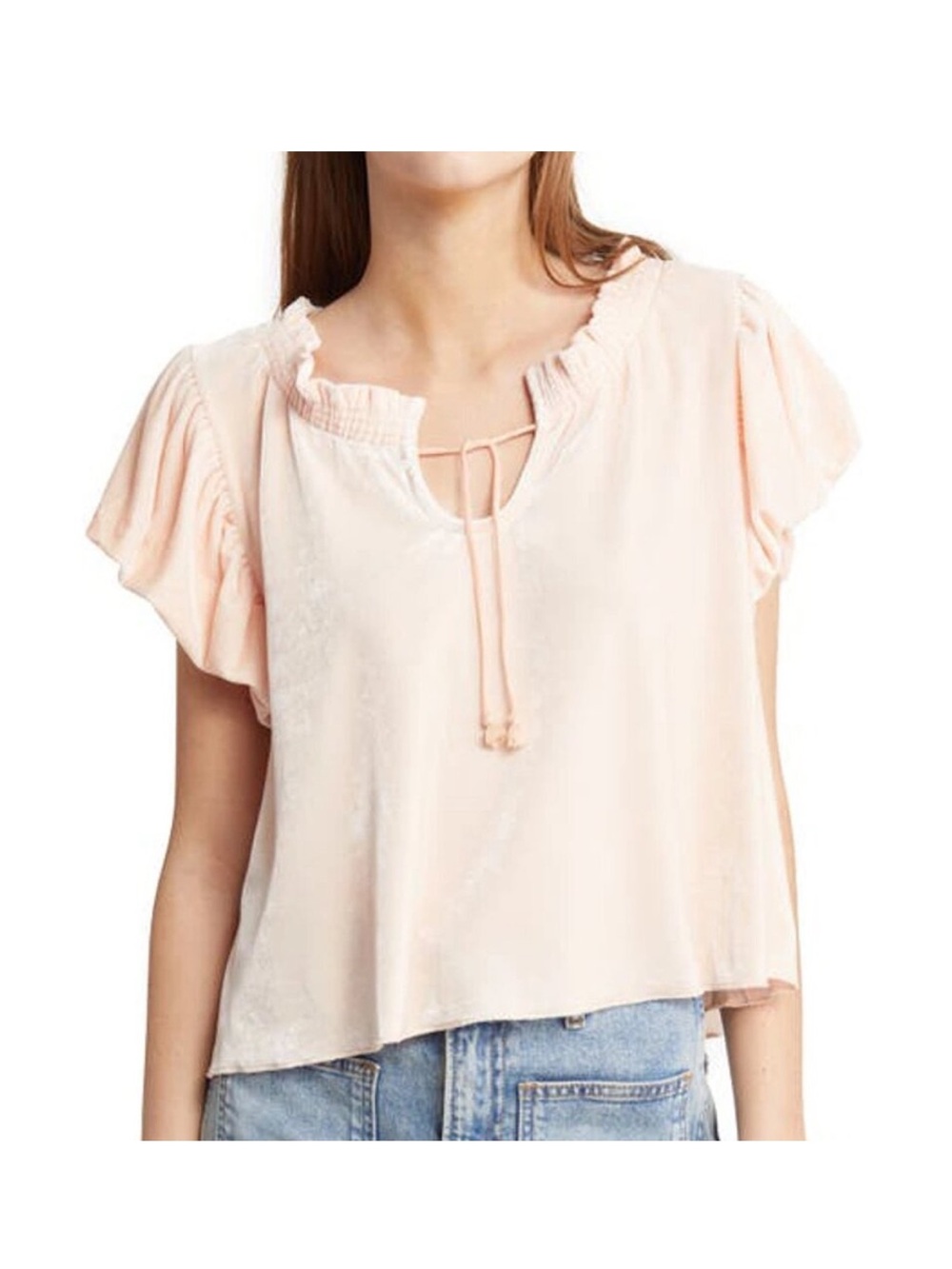 Free People Pink Velvet Top